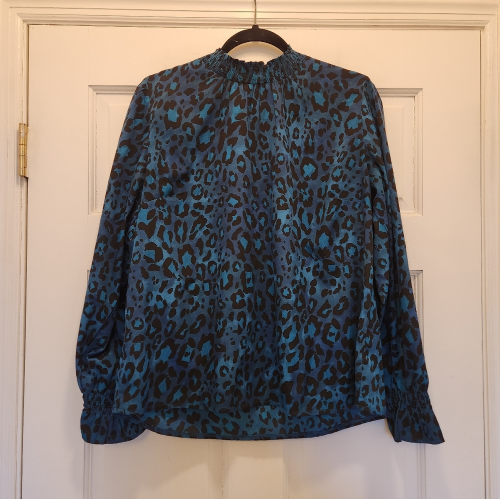 New Look Leopard Cheetah Puff Sleeve Punk Blouse US 12
